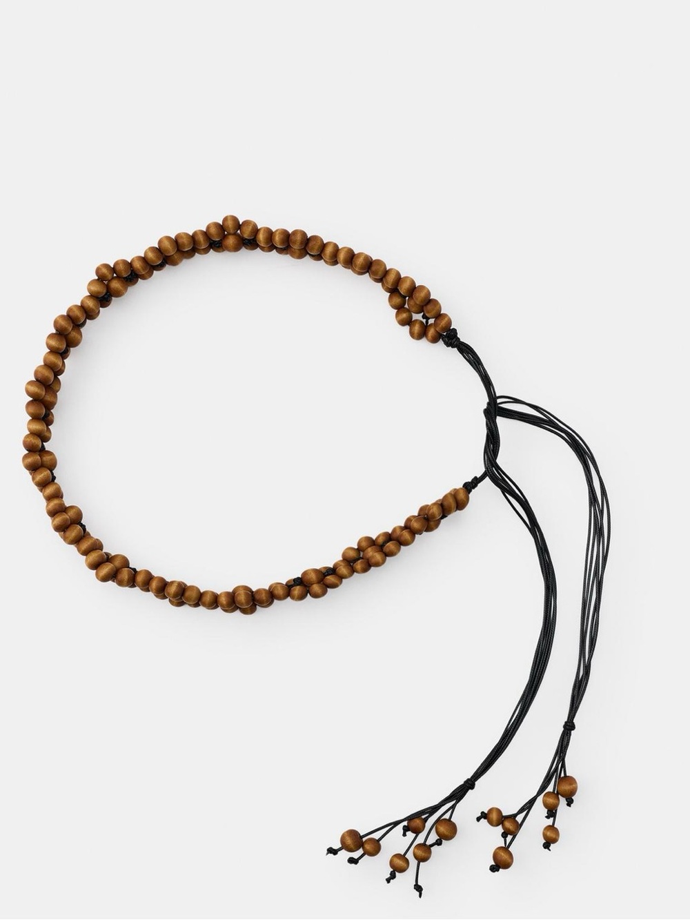 Zara Brown Wooden Beaded Belt with Black Cord Details - Picture 3 of 4